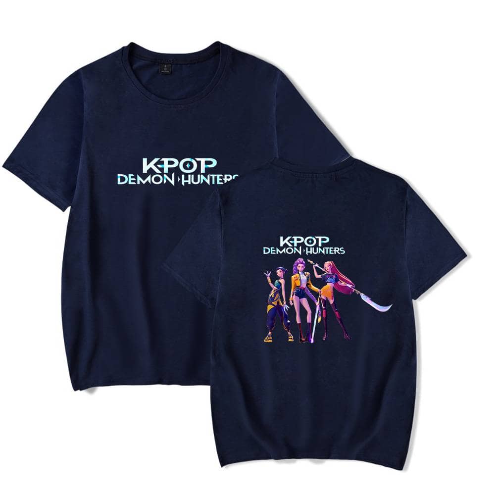 Kpop Demon Hunters graphic t-shirt, stylish and affordable for fans of K-pop and anime-inspired fashion. Perfect for casual wear and expressing your love for Korean pop culture.