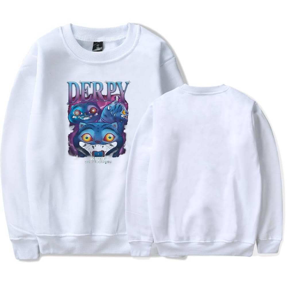 DERPY cartoon character sweatshirt with colorful graphic print, casual streetwear style, perfect for cool statement outfits, affordable and trendy.