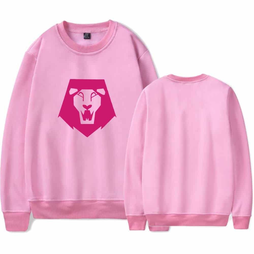 Cheap cool statement clothes pink sweatshirt with lion logo.