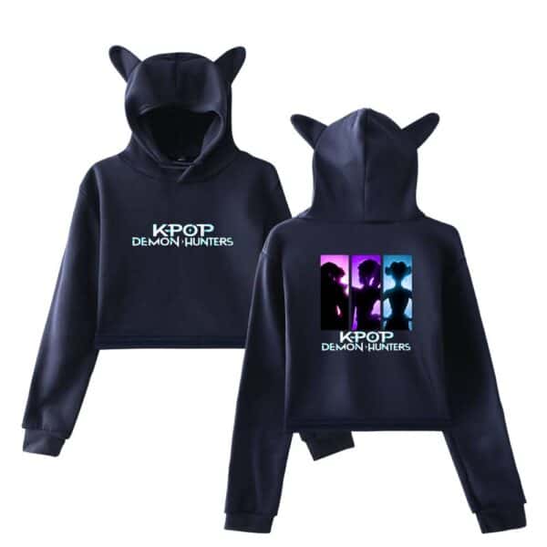 K-pop demon hunters hoodie with cute animal ears, trendy and affordable streetwear for fans, stylish statement clothing for casual wear.